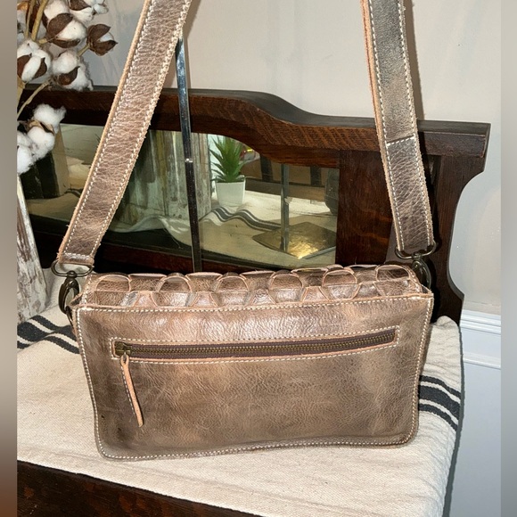 Bed Stu Aruba Leather Woven Taupe Crossbody Clutch Bag Retail $220 - Picture 11 of 16